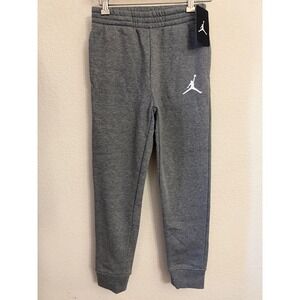 NWT Jordan Boys Carbon Heather Fleece Joggers Jumpman Grey Sweatpants  Youth M